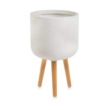 Ceramic Planter on Wooden Legs, 30×49 cm