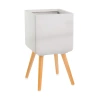 Square Ceramic Planter on Wooden Legs, 30×57 cm