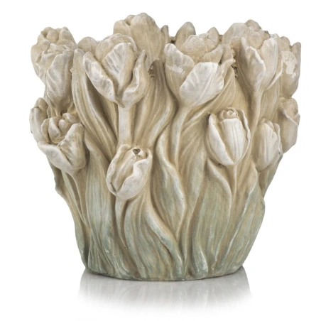 Ceramic Flower Pot, 21×17 cm, Cream Color
