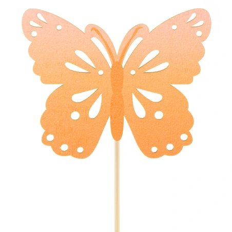 Tauriņš, 8 cm, uz 50 cm kociņa, oranžā krāsā, FSC*