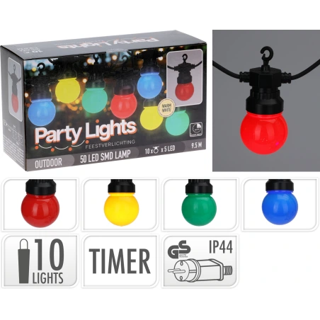 Lempučių girlianda, 10 LED G 50, spalvota