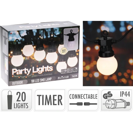 Lempučių girlianda, 20 led g 50, šiltai baltos spalvos