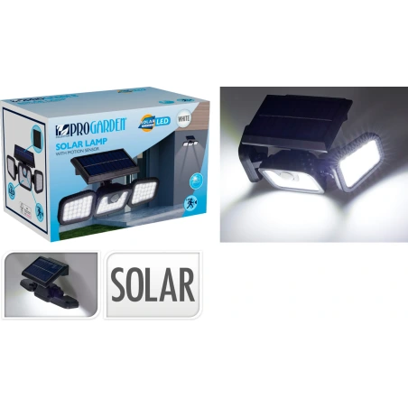 Saules lampa, 3 paneļi, ar kustības sensoru