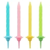 Candles – 4 Colors, 6 cm, 1 Pack - 24 Candles and 12 Holders