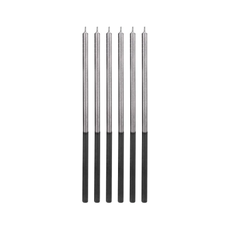 Birthday Candles, 14.5 cm, Silver Color, 1 Pack - 6 pcs.