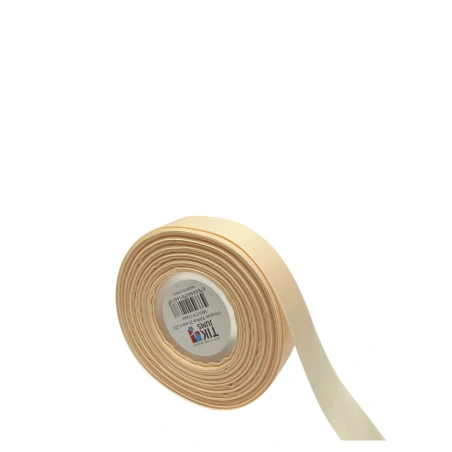 Poliesterio Grosgrain juostelė, 25 y (~23 m), kreminės spalvos