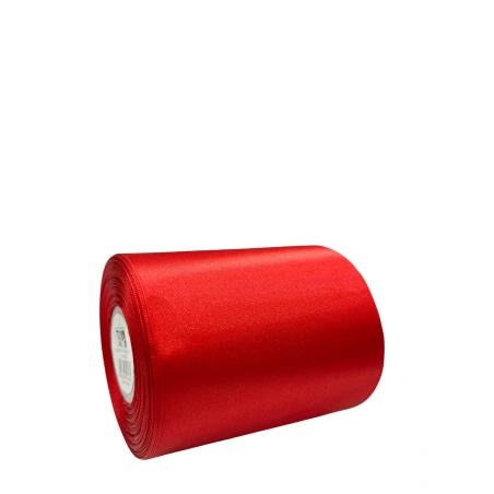 Vienpusēja satīna lente, 100 mm × 35 yd (~32 m), sarkanā krāsā