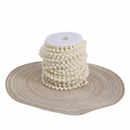 Beige Bead Garland, 8 mm × 17 m