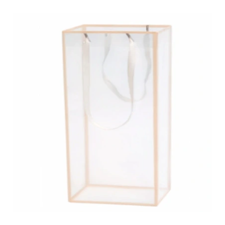Transparent Gift Bag With Pink Outlines, 24.5×15×35 cm