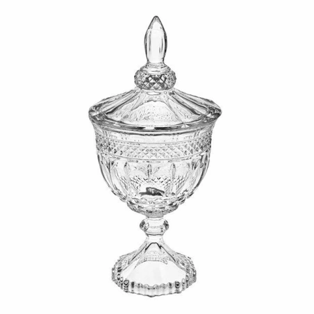 Dekoratīva stikla glāze - vāze ar vāku, 38,5×18,2 cm