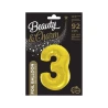 Foil Balloon "Number 3", 92 cm, Gold