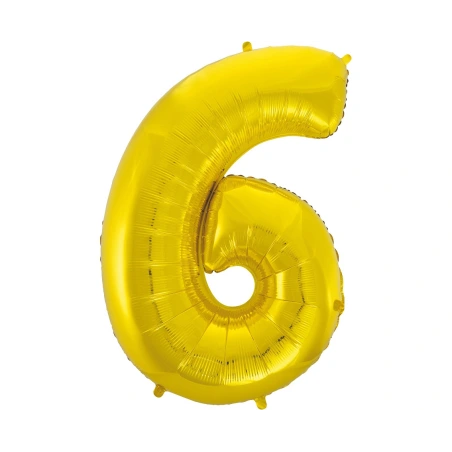 Foil Balloon "Number „6", 92 cm, Gold