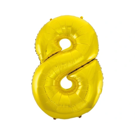 Folijas balons "Skaitlis 8", 92 cm, zelta krāsā