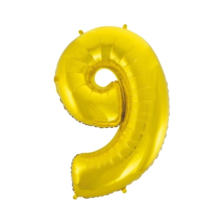 Foil Balloon "Number 9", 92 cm, Gold