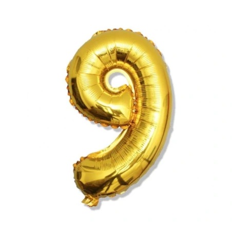 Folijas balons "Skaitlis 9", 106 cm, zelta krāsā