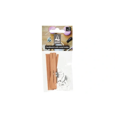 Cherry Wood Candle Wicks, 3 pcs., 7 cm, with Iron Holder