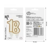 Birthday Candle "Number 18", 8 cm, White with Gold-Colored Outlines