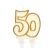 Birthday Candle "Number 50", 8 cm, White with Gold-Colored Outlines