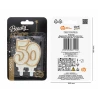 Birthday Candle "Number 50", 8 cm, White with Gold-Colored Outlines