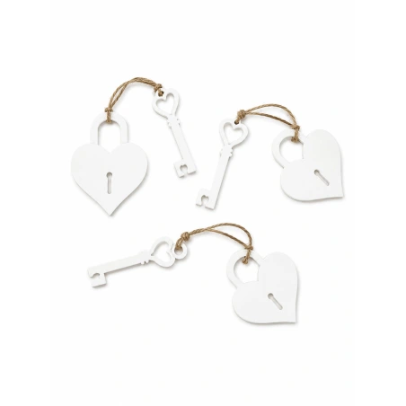 Heart Decorations with Keys, 6×8 cm, Keys 8 cm, 1 Pack – 3 pcs