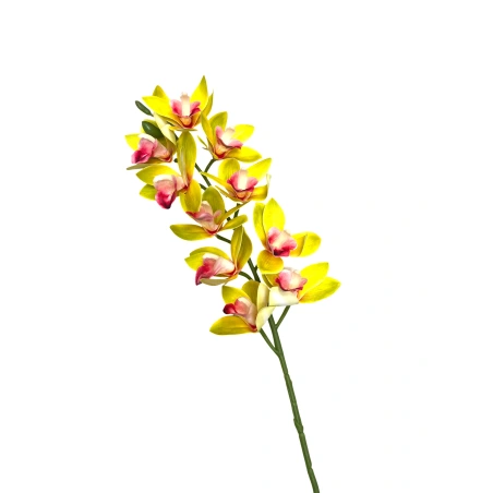 Dirbtinė gėlė orchidėja, 78 cm, citrinos-rožinės spalvos
