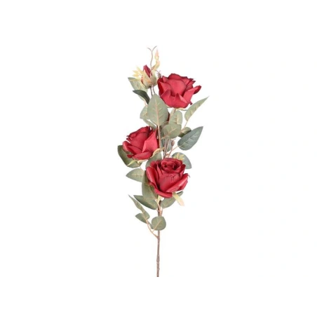Dirbtinė rožė, 78 cm, tamsiai raudonos spalvos