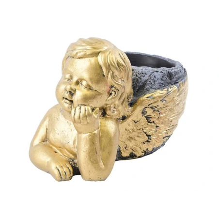 Betoninis gėlių vazonas su angeliuku, 21.5×13.5×13 cm