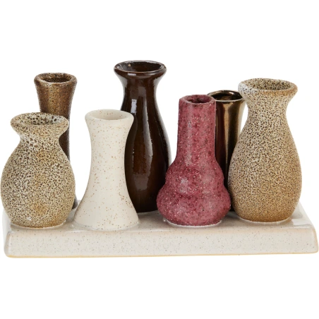 Set of Vases - 7 pcs. (h 6-9 cm) on a Base (19×7×10.5 cm)