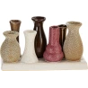 Vāžu komplekts - 7 gab. (h 6-9 cm) uz pamatnes (19×7×10,5 cm)