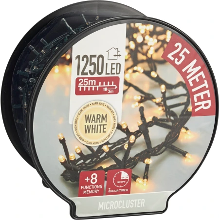 LED virtene, 1250 gaismiņas, silti balta gaisma