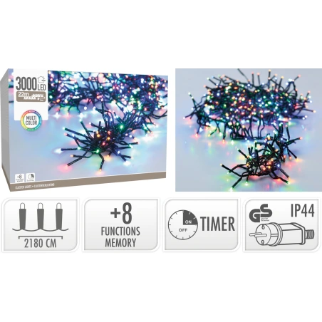 LED String Lights, 3000 Lights, Multicolour