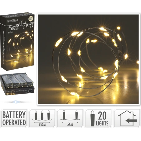 Silver Wire with 20 LEDs, Warm White