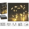 Sudraba stieple ar 20 LED gaismiņām, silti baltā krāsā