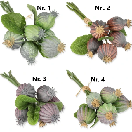 Artificial Poppies, 6 pcs., 27 cm