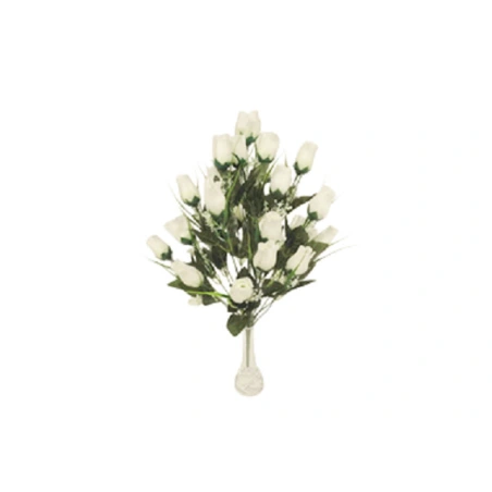 Dirbtinių rožių puokštė, h-54 cm, baltos spalvos