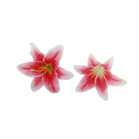 Artificial Lily Flowers, Ø 14 cm, Pink-White, 1 pack - 24 pcs.