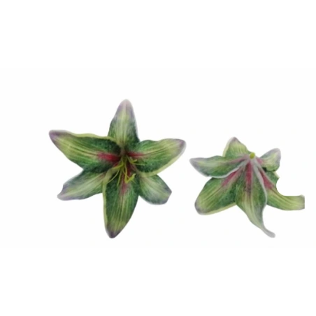 Artificial Lily Flowers, Ø 14 cm, Green-Pink, 1 pack - 24 pcs.