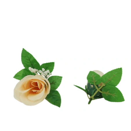 Artificial Rose Flowers, h-7 cm, Light Peach, 1 pack - 24 pcs.