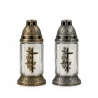 Cemetery Candle ZP689 C30, Decorated with a Cross and Roses, 27.5 cm, Insert Height – 17.5 cm