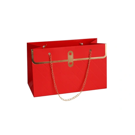 Gift Bag with Chain, 22×10×13 cm, Red Color