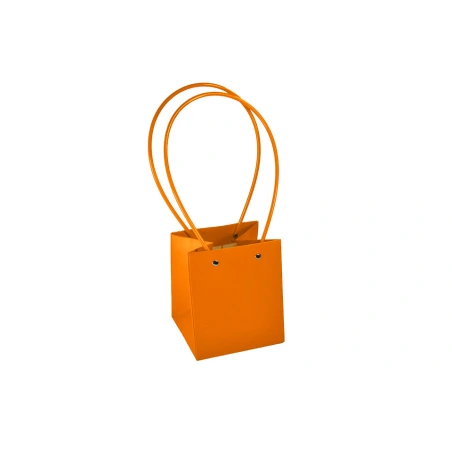 Dāvanu maisiņš ar plastmasas rokturi, 15×13 cm, oranžā krāsā