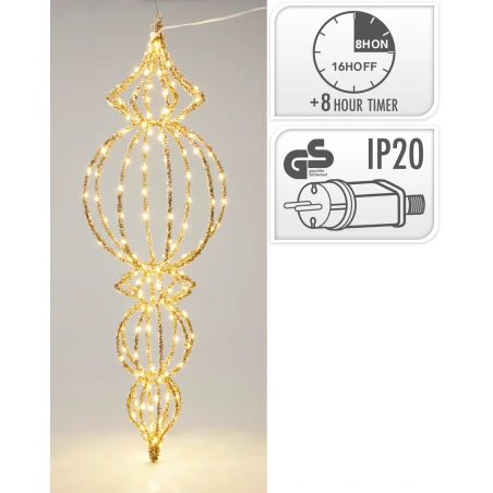 Rotājums ar 180 LED lampiņām un spīdumiem, h-80 cm