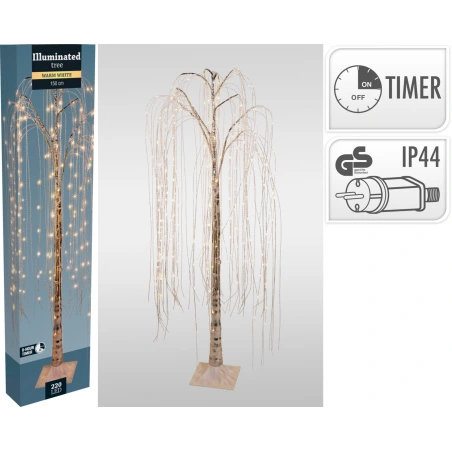 LED Willow Tree with 220 LED Lights, 150 cm, Silver