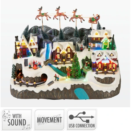 Decoration “Village with Santa’s Sleigh”, LED, 59 cm
