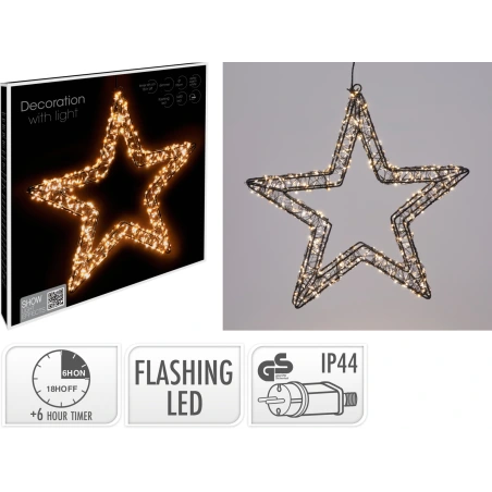 Zvaigzne, 76 cm, LED, melnā krāsā