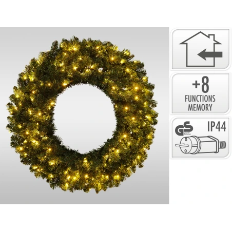 Wreath, 90 cm, LED, Green