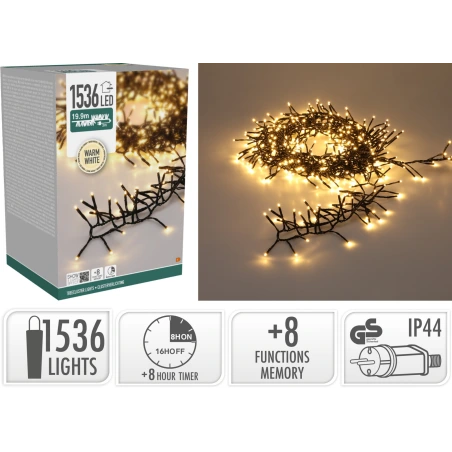 Christmas Tree String Lights, 1536 LED, Warm White