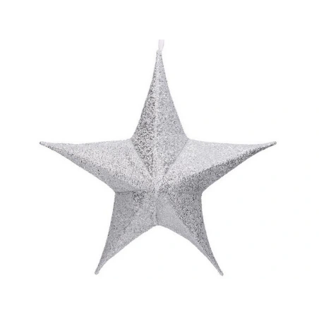Hanging Star Decoration, 60 cm, Shiny Silver