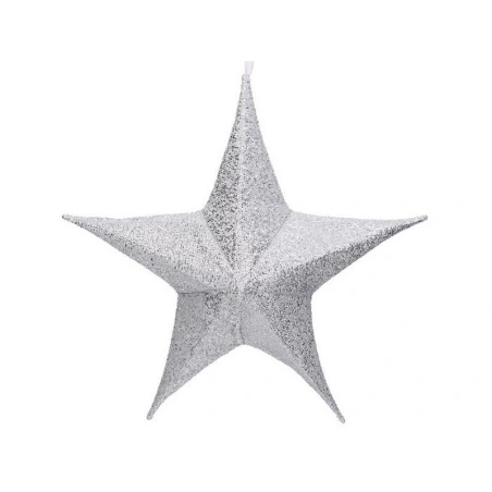 Hanging Star Decoration, 80 cm, Shiny Silver
