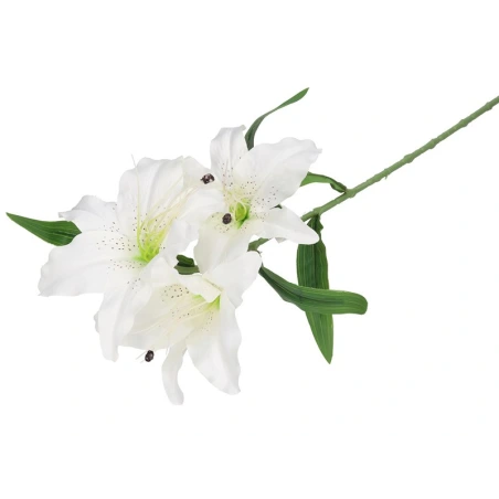 Lily Stem, 3 Flowers, 70 cm, White